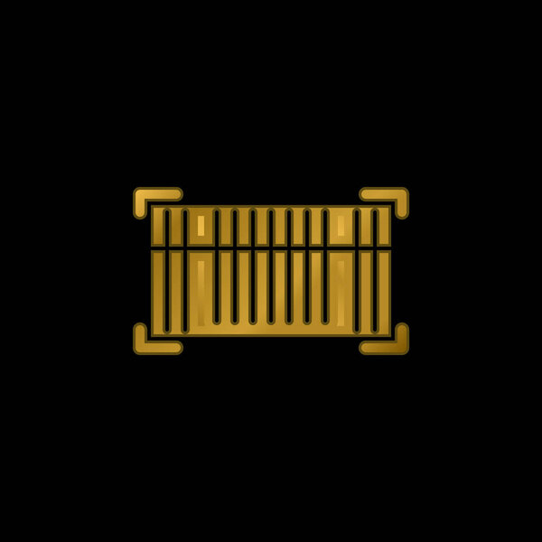 Barcode gold plated metalic icon or logo vector