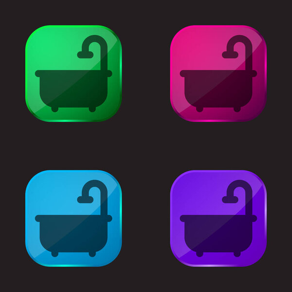 Bathtub four color glass button icon