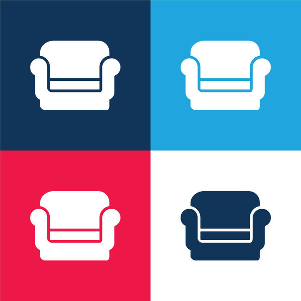Armchair blue and red four color minimal icon set