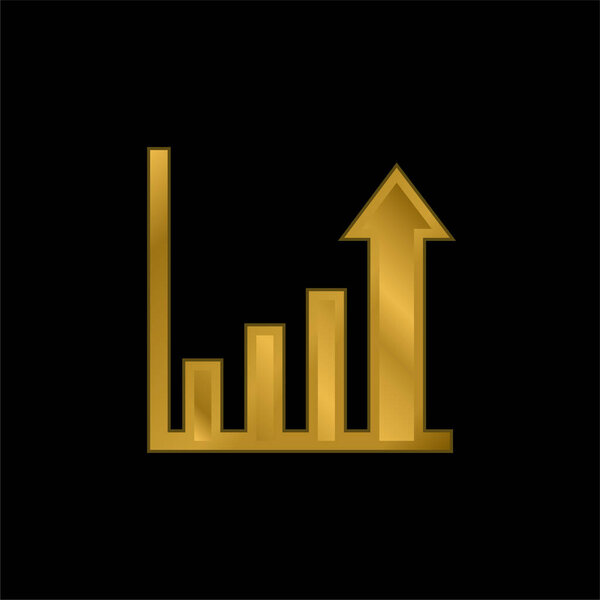 Bar Chart gold plated metalic icon or logo vector