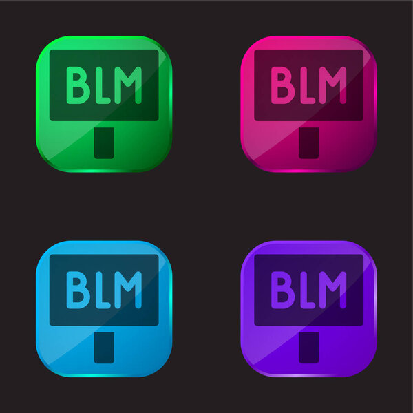 Black Lives Matter four color glass button icon