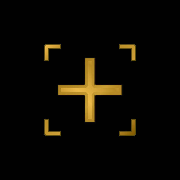 Add gold plated metalic icon or logo vector