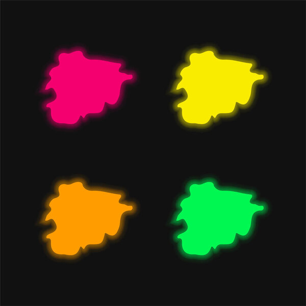 Andorra four color glowing neon vector icon