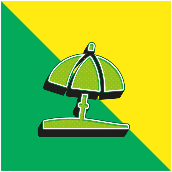 Пляжный зонтик Зеленый и желтый современный трехмерный векторный логотип