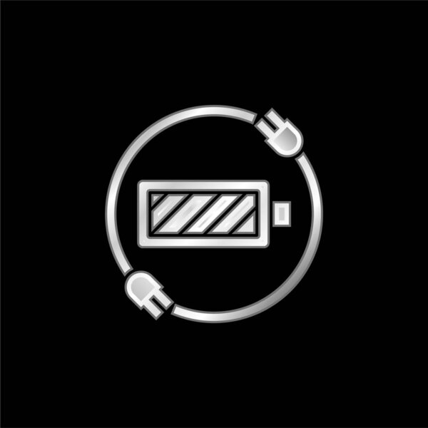 Battery Status silver plated metallic icon