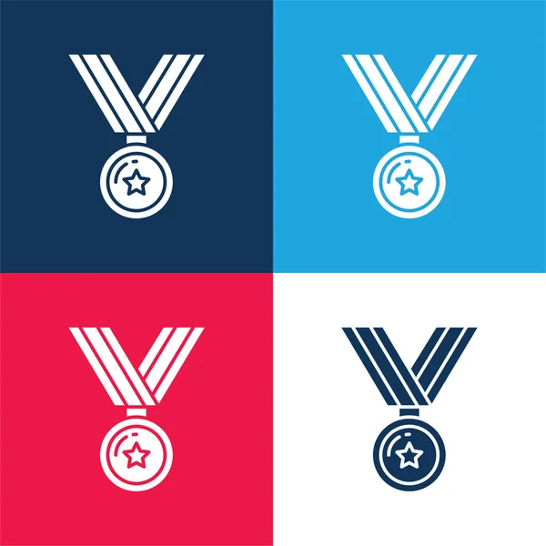 Award Blue Red Four Color Minimal Icon Set — Stock Vector