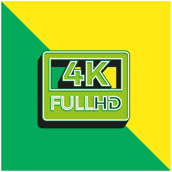 stock vector 4K FullHD Green and yellow modern 3d vector icon logo