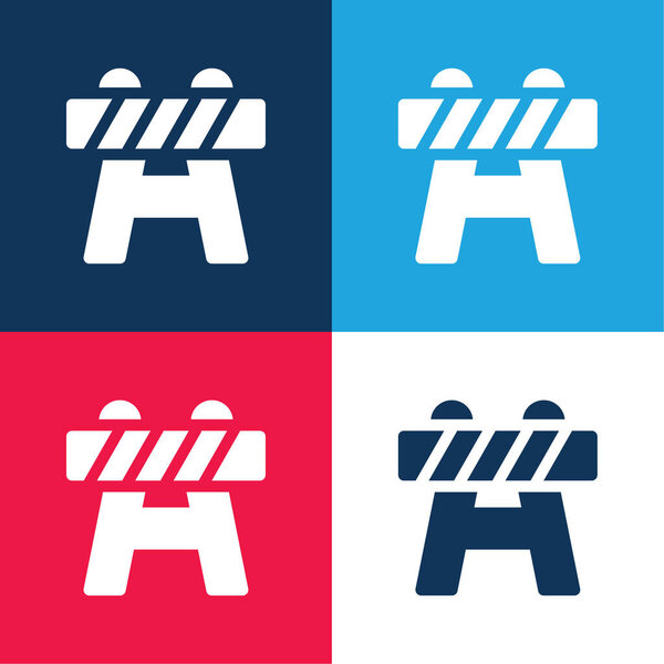 Barrier blue and red four color minimal icon set