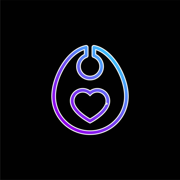 Baby Bib With Heart Outline blue gradient vector icon