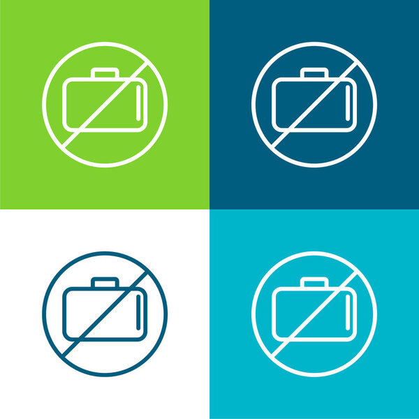 Baggage Ban Signal Flat four color minimal icon set