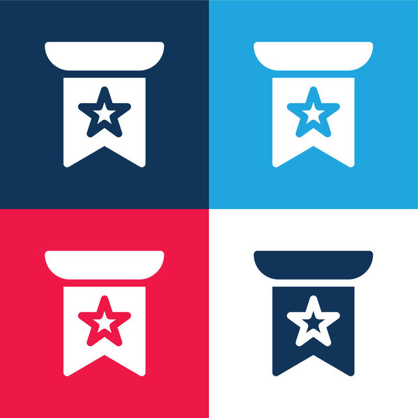 Знамя синего и красного цветов минимальный набор значков