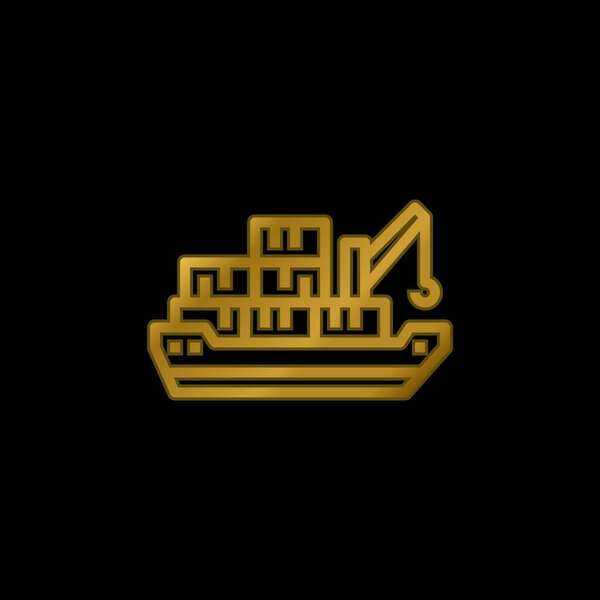Barge gold plated metalic icon or logo vector