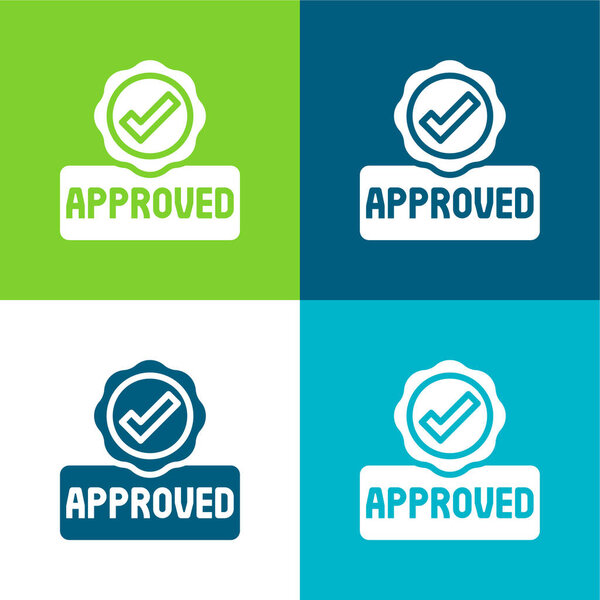 Approved Flat four color minimal icon set
