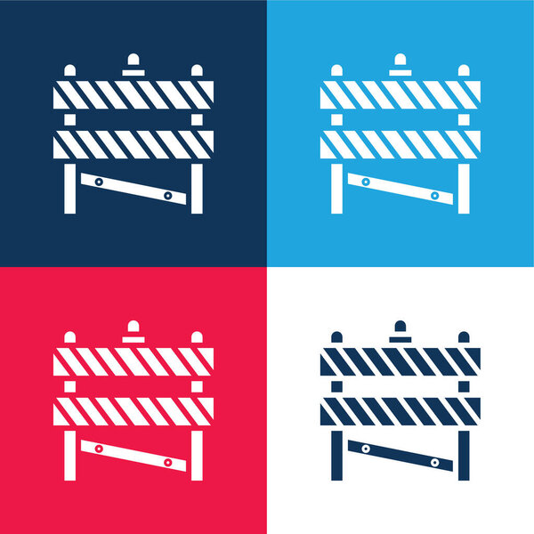 Барьер синий и красный четыре цвета минимальный набор значков