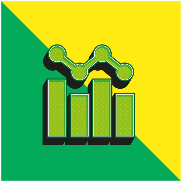 Bar Chart Green and yellow modern 3d vector icon logo