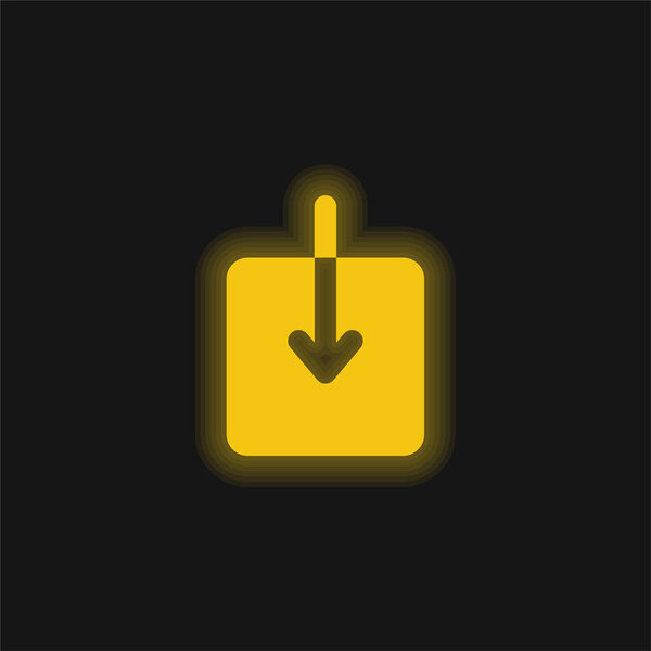 Символ стрелки для загрузки желтый светящийся неоновый значок