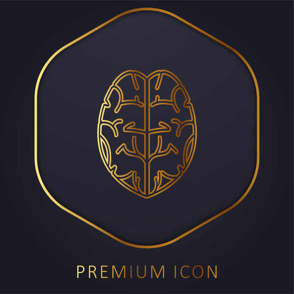 Brain golden line premium logo or icon