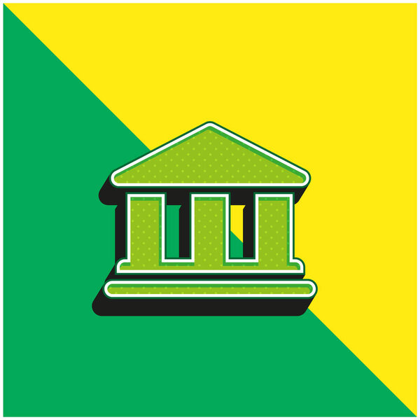 Bank Green and yellow modern 3d vector icon logo