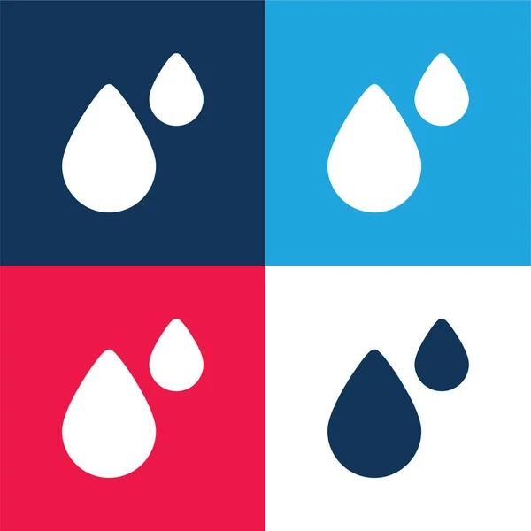 Blood Drop Blauw Rood Vier Kleuren Minimale Pictogram Set — Stockvector