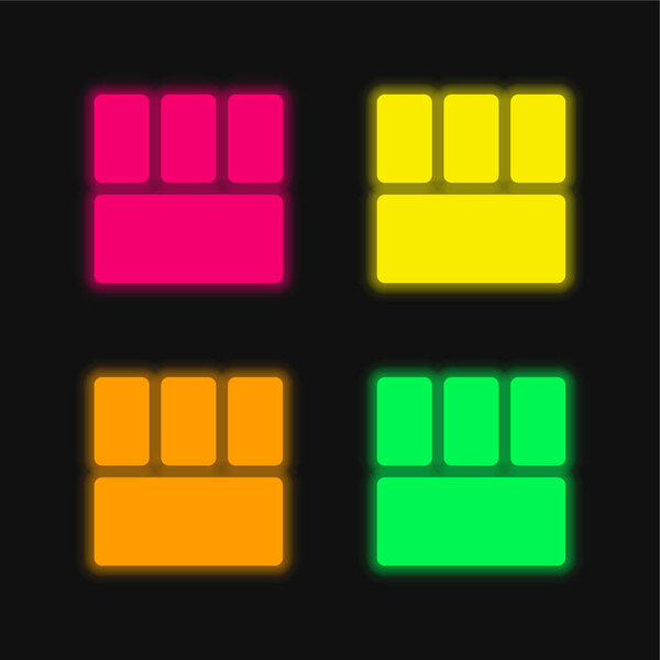 Bottom View four color glowing neon vector icon