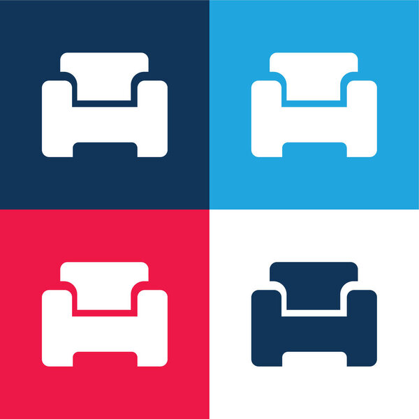 Armchair blue and red four color minimal icon set