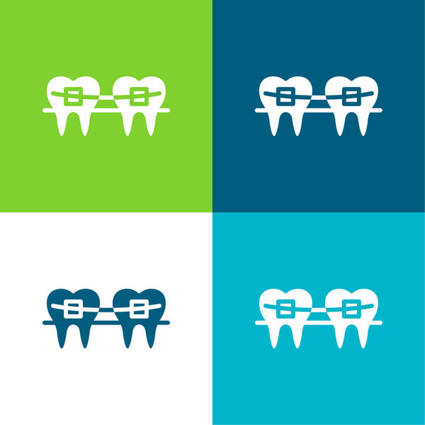 Braces Flat four color minimal icon set