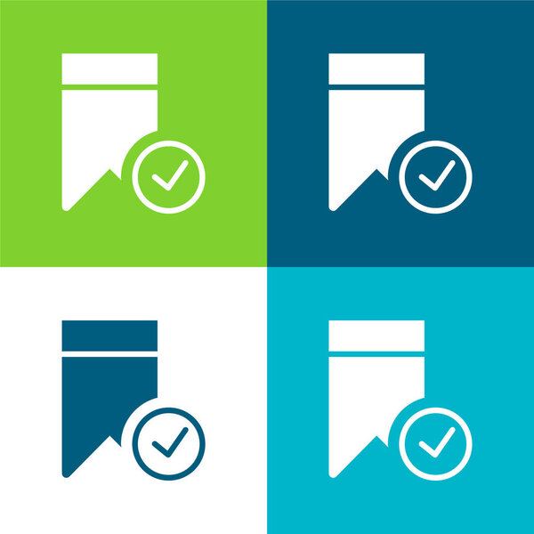 Закладка Плоские четыре цвета минимальный набор значков