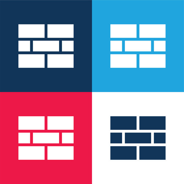 Brick Wall blue and red four color minimal icon set