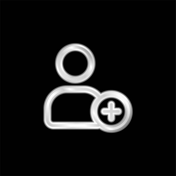 Add A Person Outlined Interface Sign silver plated metallic icon