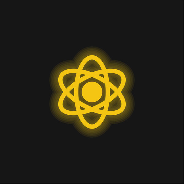 Atom yellow glowing neon icon