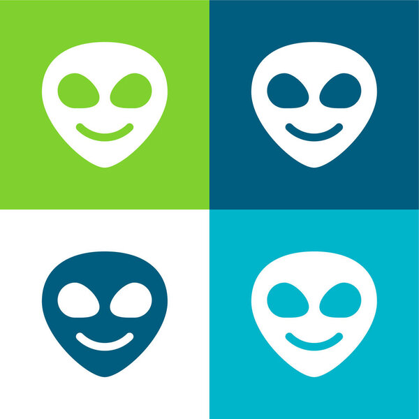 Alien Flat четыре цвета минимальный набор значков