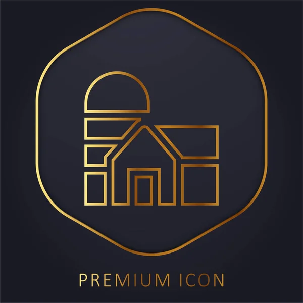 Celeiro Linha Dourada Logotipo Premium Ícone — Vetor de Stock