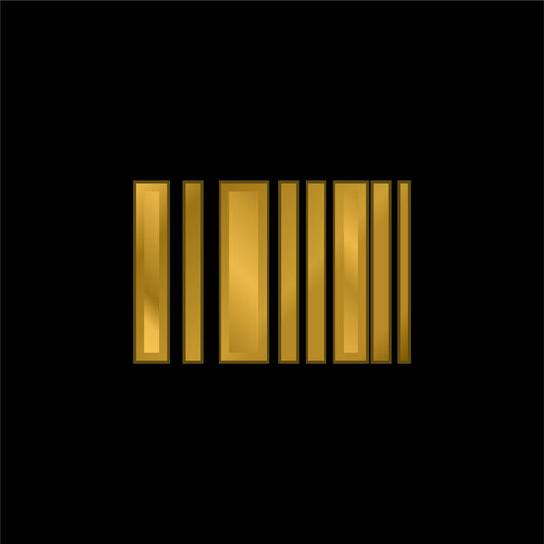Barcode gold plated metalic icon or logo vector