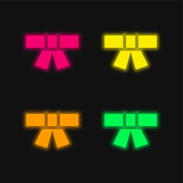 Belt four color glowing neon vector icon — Stock Illustration Belt Four Color Glowing Neon Vector Icon Stock Illustration