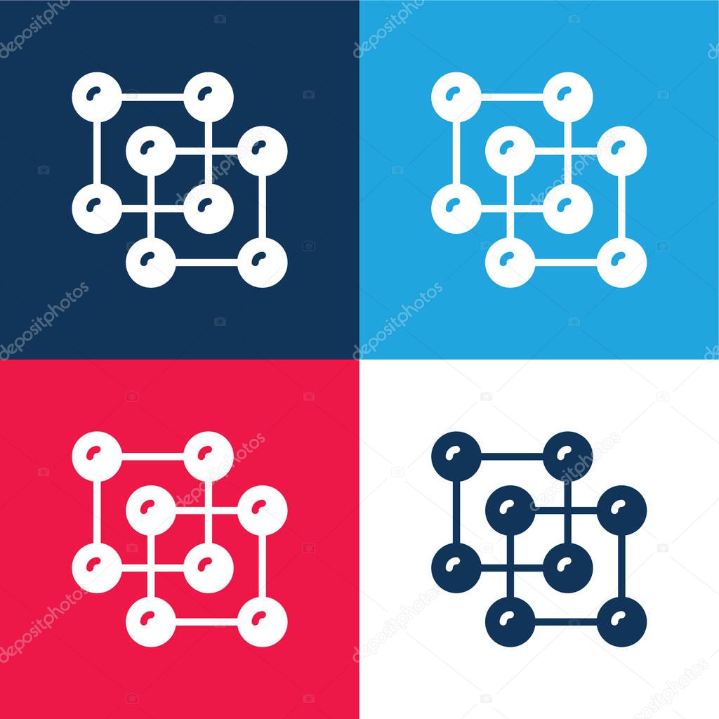 Atoms blue and red four color minimal icon set