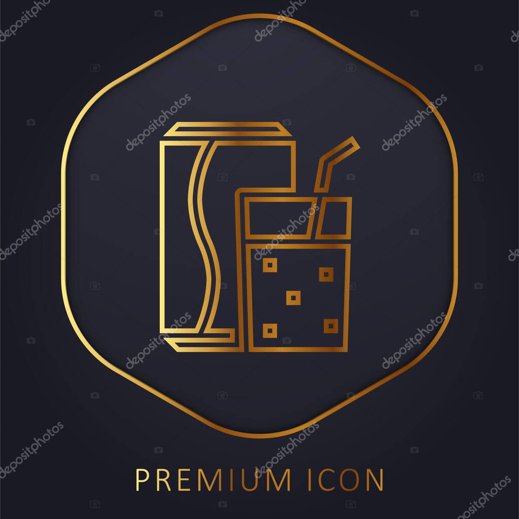 Beverage golden line premium logo or icon