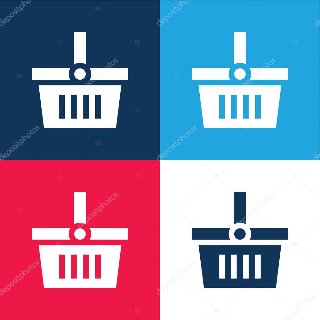 Basket blue and red four color minimal icon set