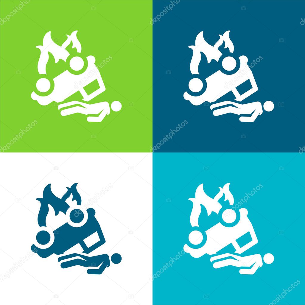 Accident Flat four color minimal icon set