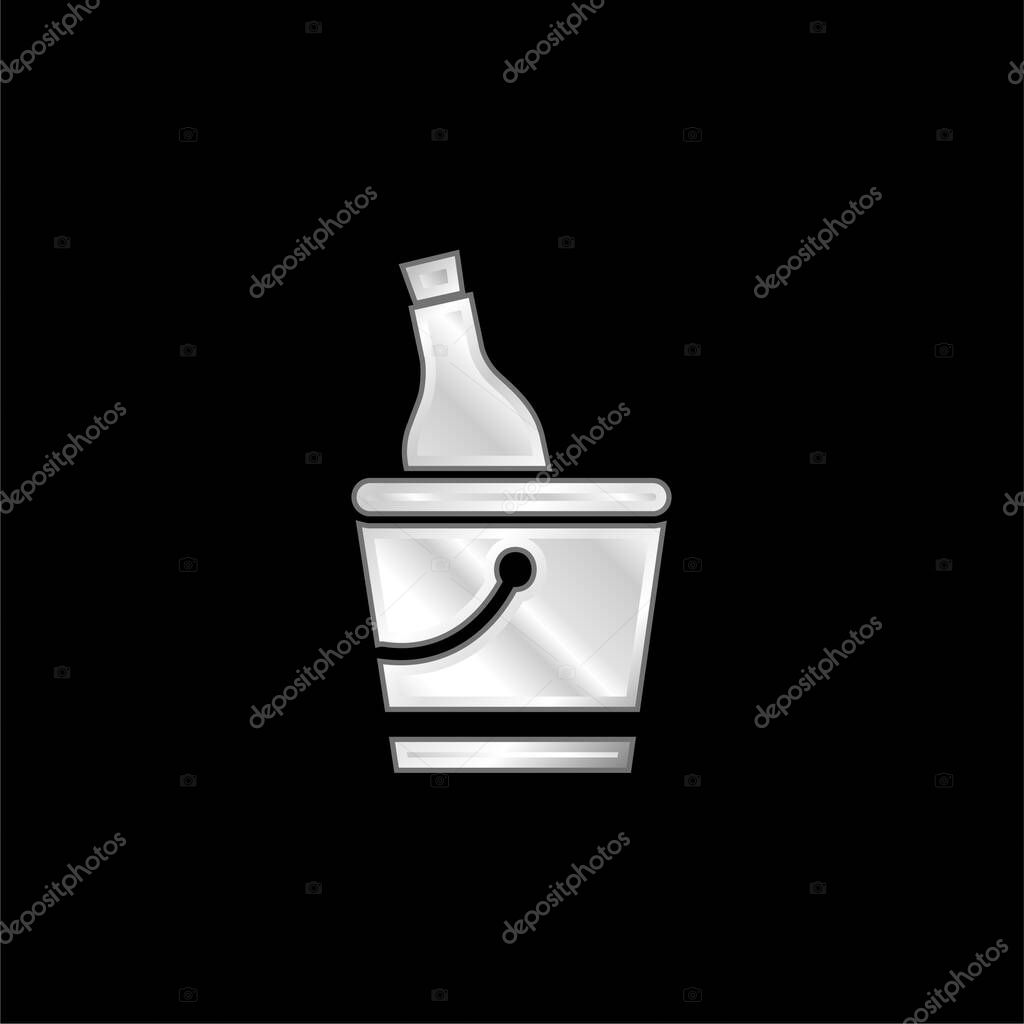Bottle And Ice Bucket silver plated metallic icon