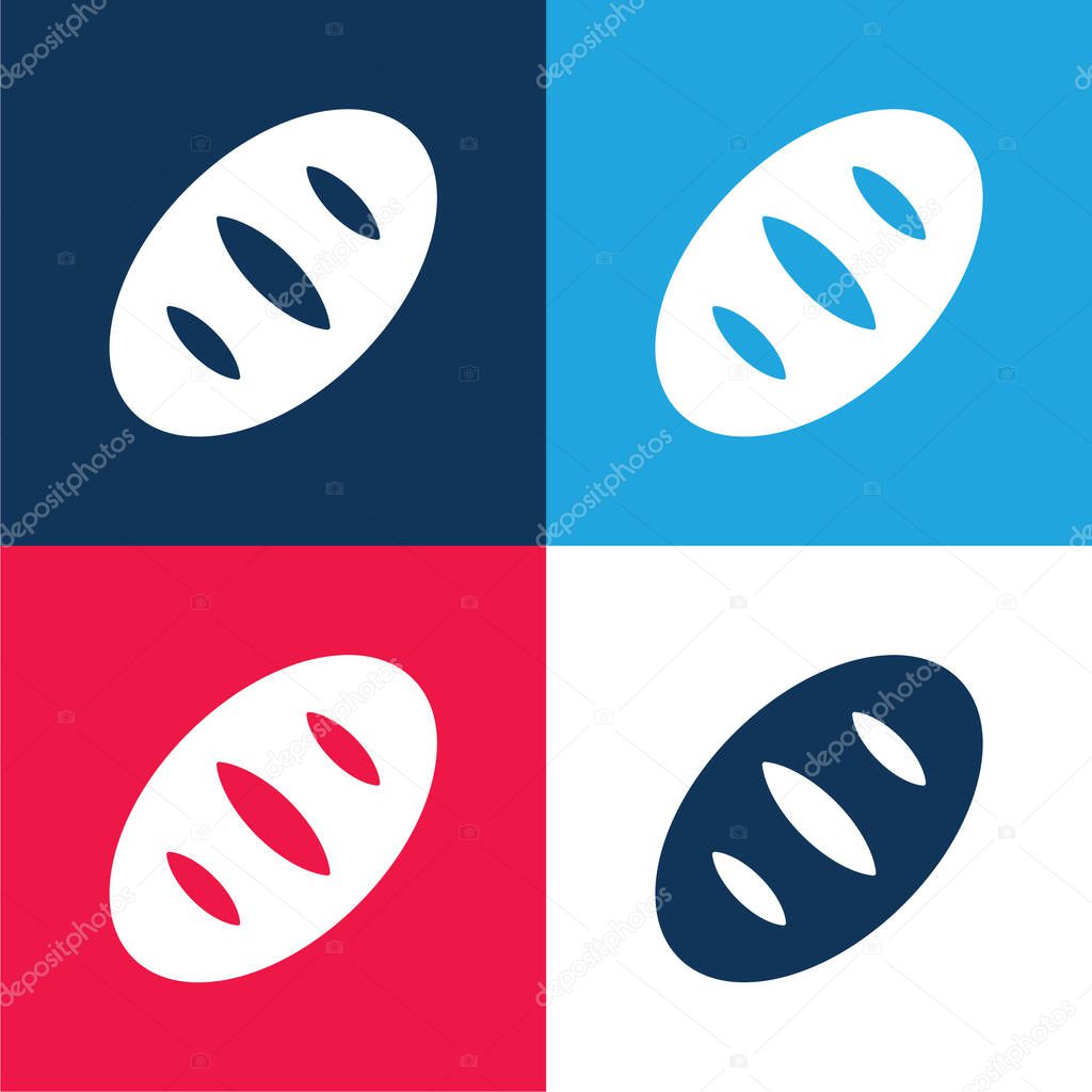 Bread blue and red four color minimal icon set