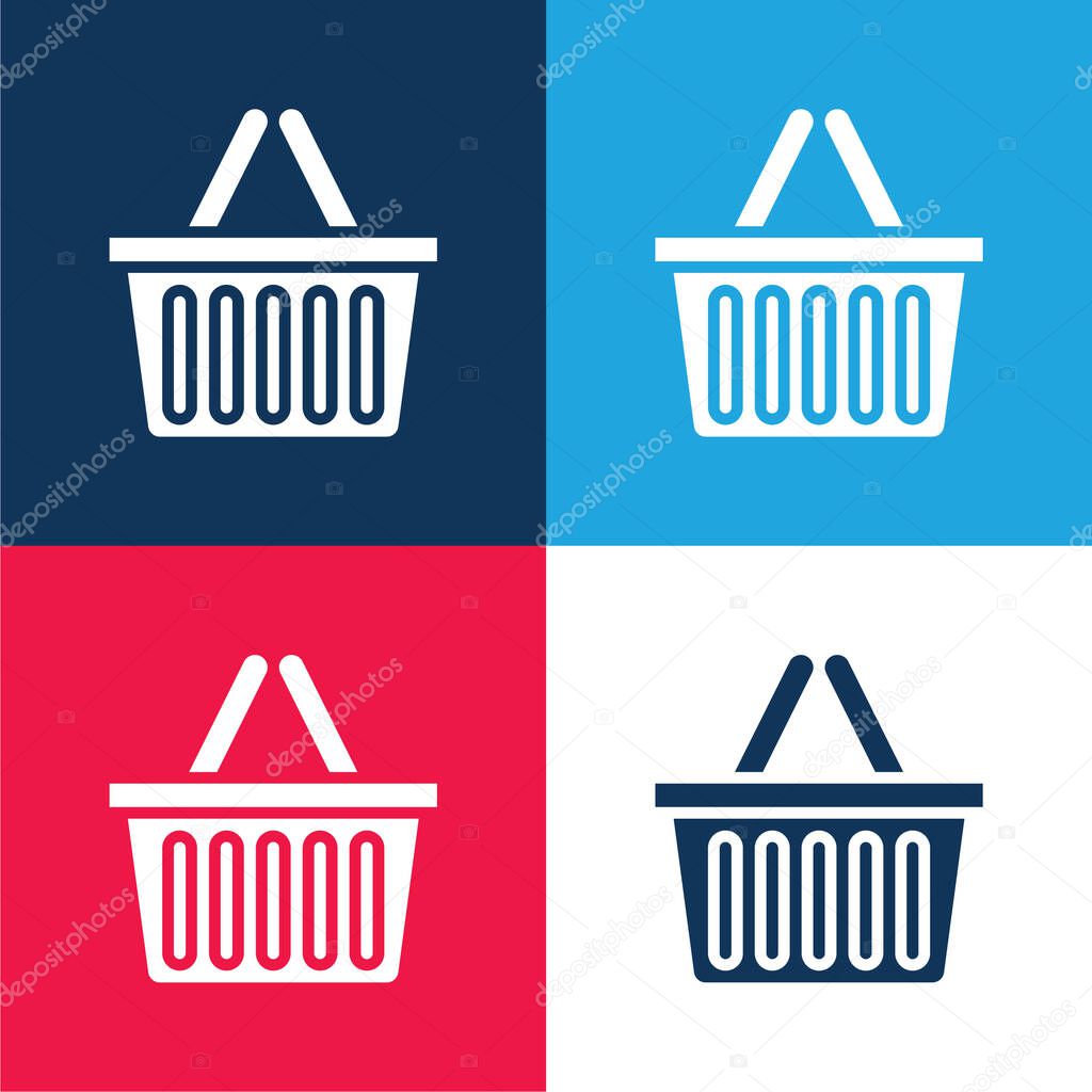 Basket blue and red four color minimal icon set