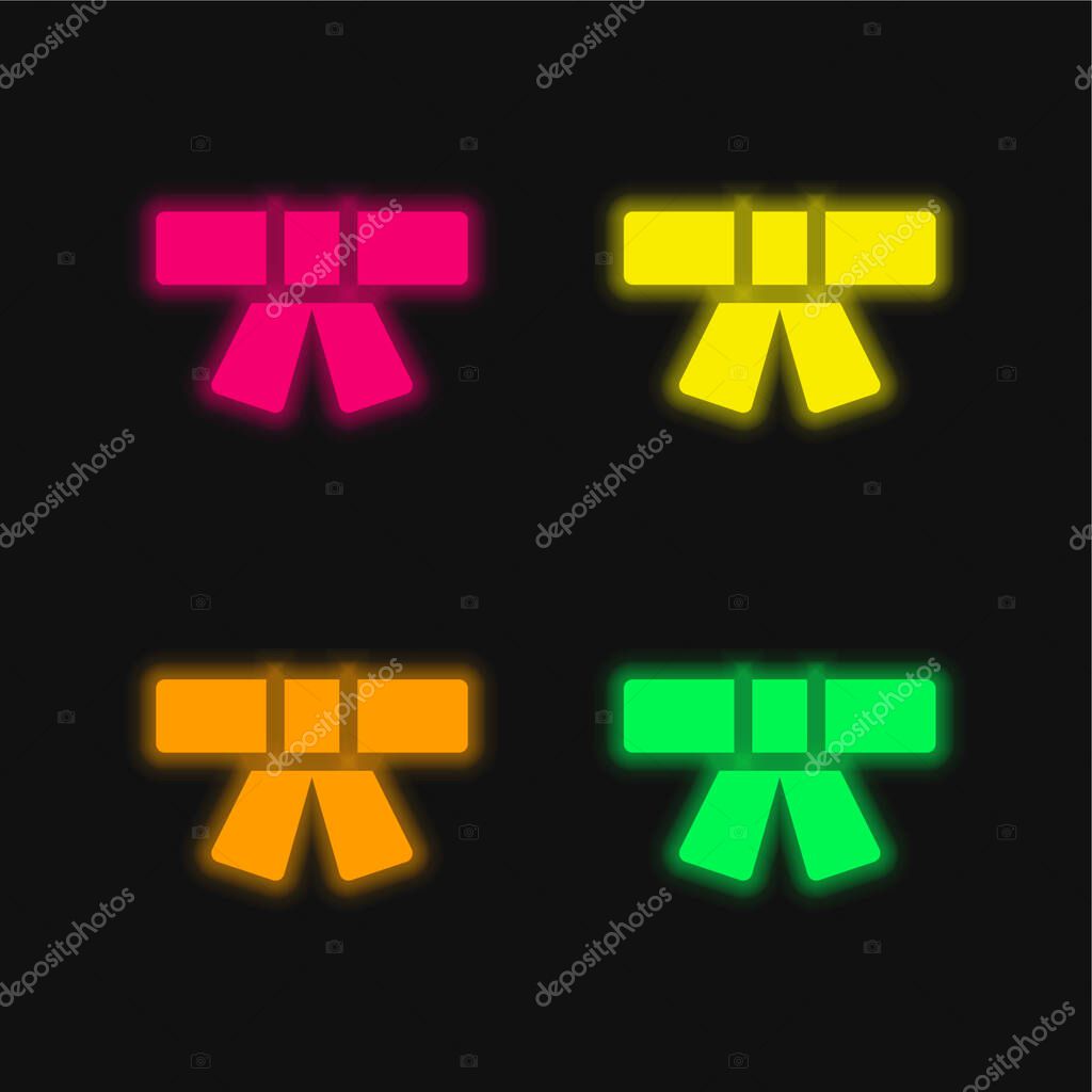 Belt four color glowing neon vector icon