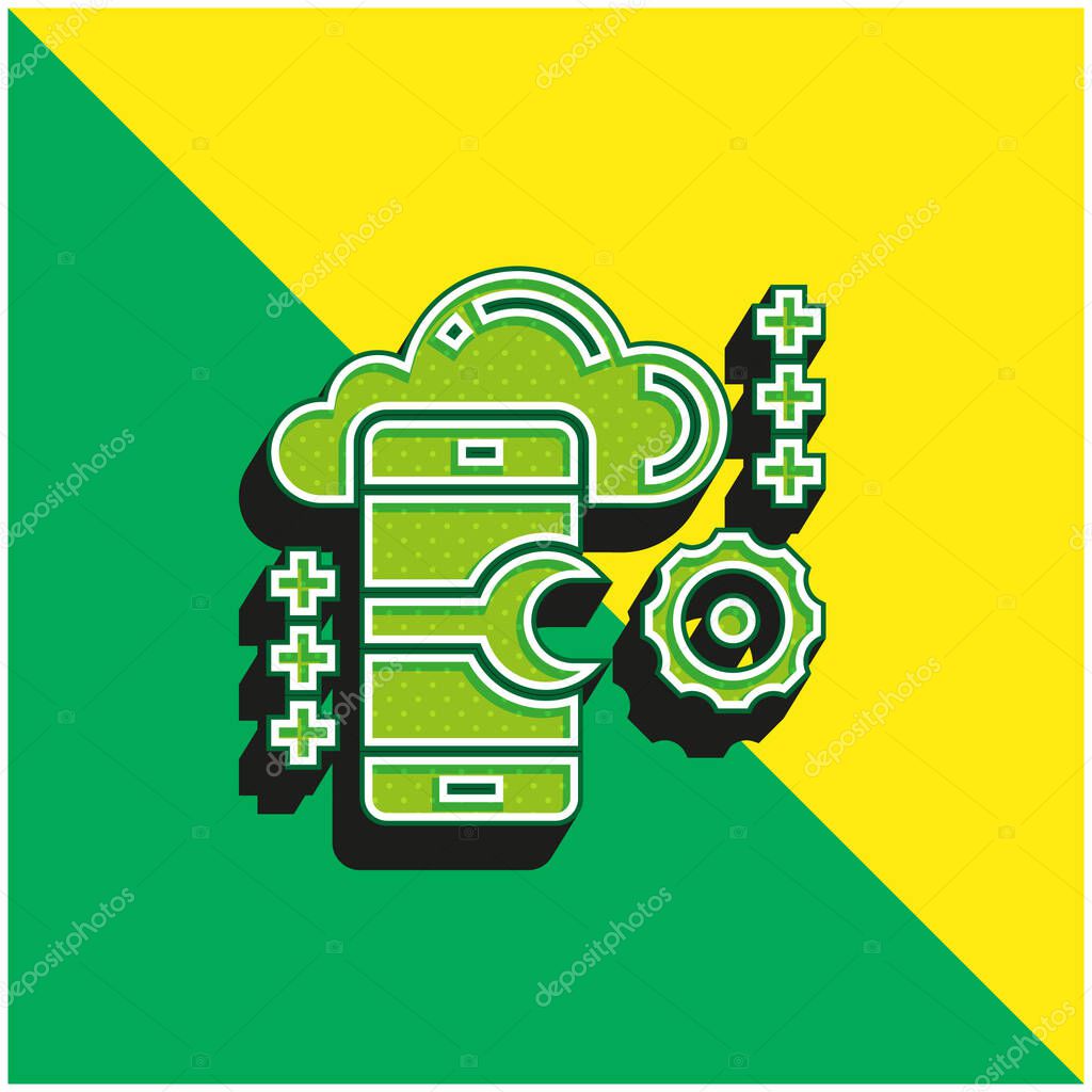 Application Green and yellow modern 3d vector icon logo