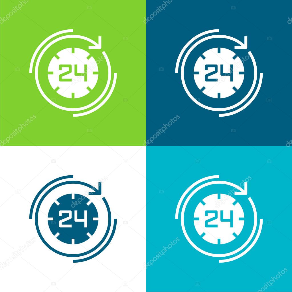 24 Hours Flat four color minimal icon set