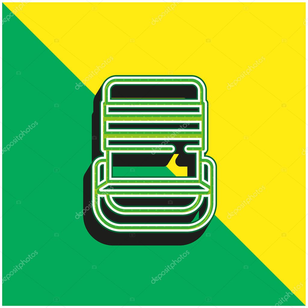 Beach Chair Green and yellow modern 3d vector icon logo