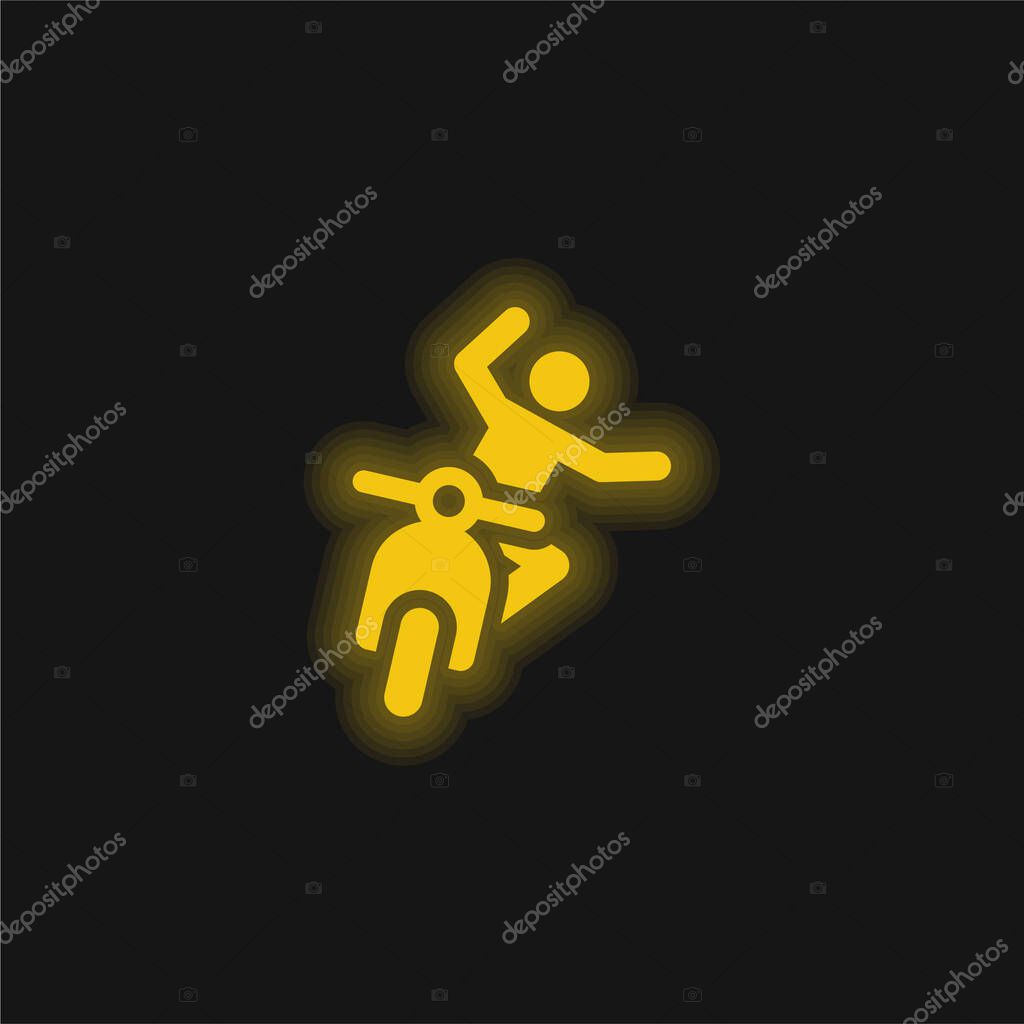 Accident yellow glowing neon icon