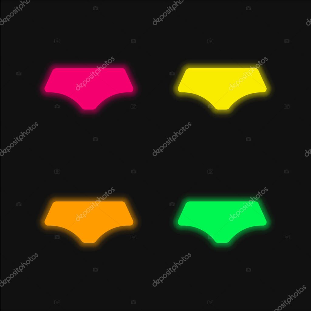 Black Pant four color glowing neon vector icon