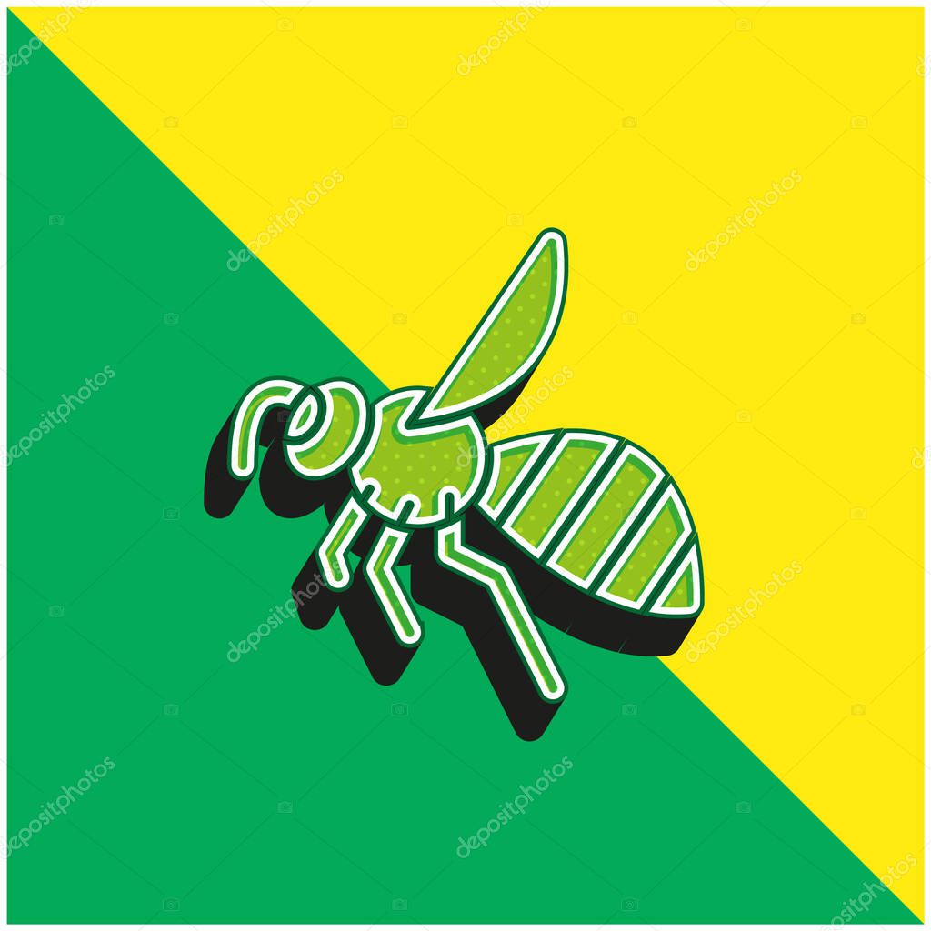 Bee Green and yellow modern 3d vector icon logo