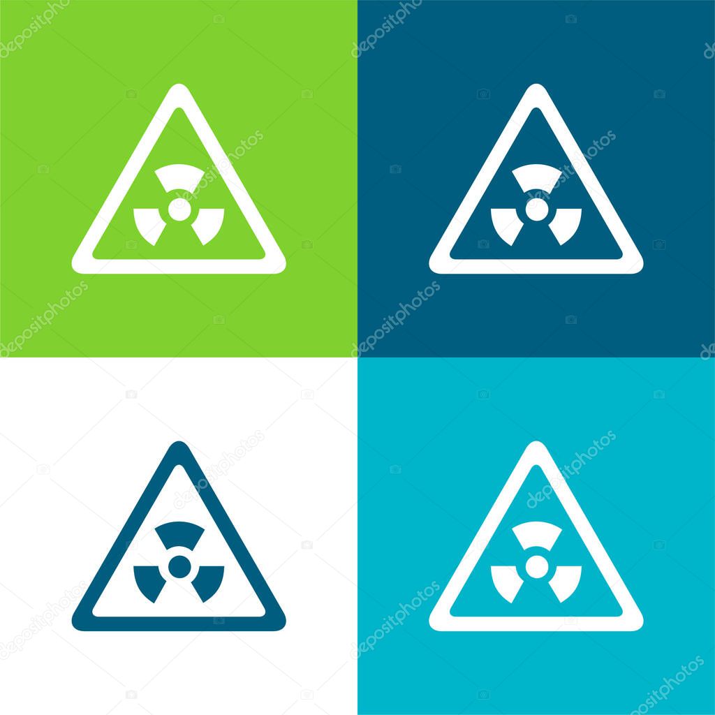 Biohazard Risk Triangular Signal Flat four color minimal icon set