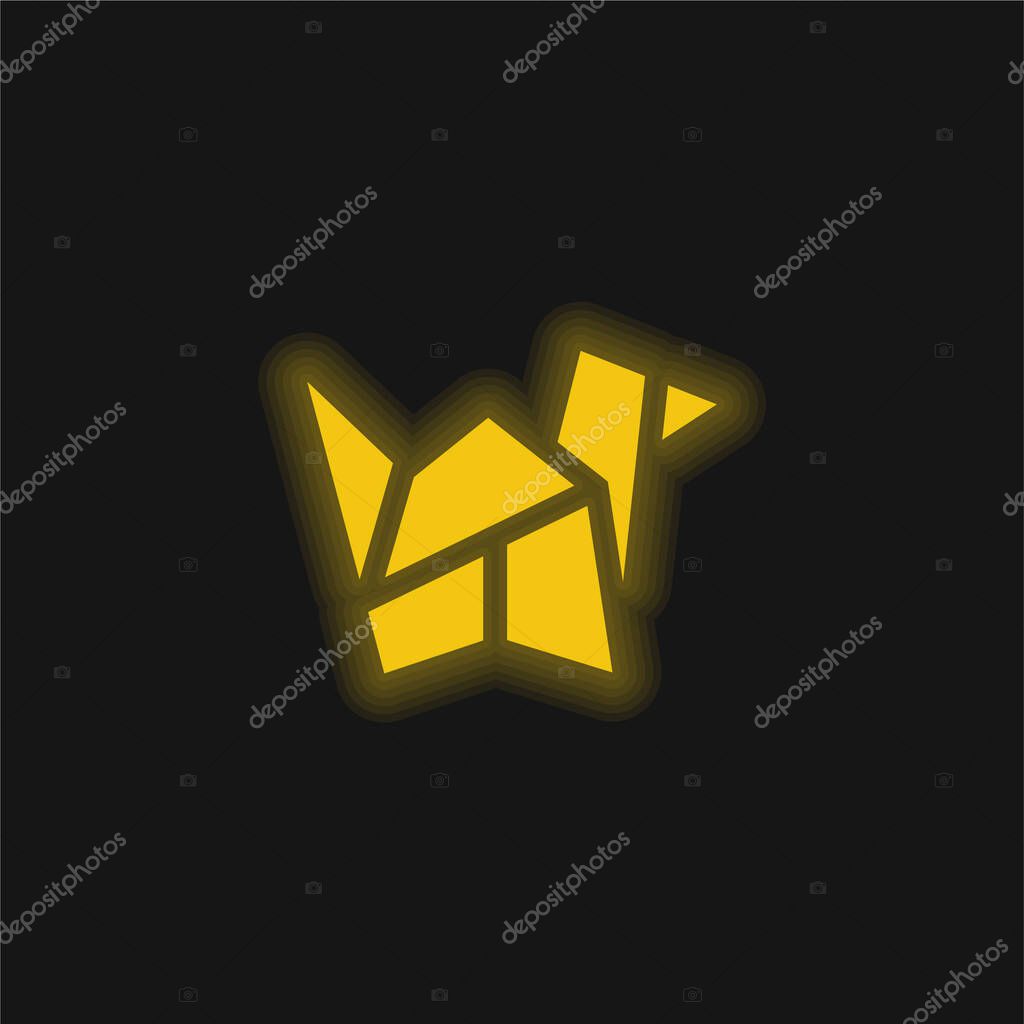 Bird yellow glowing neon icon